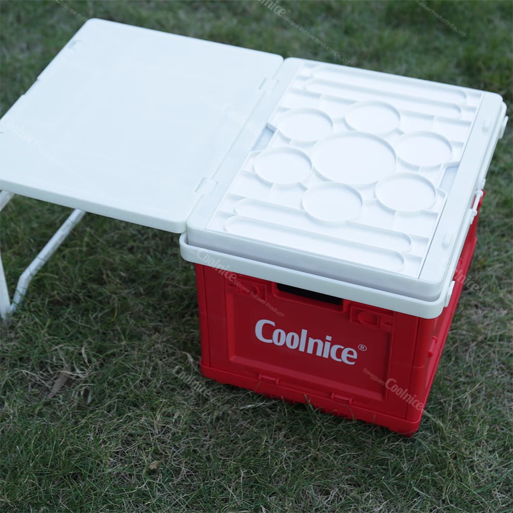 Foldable camping storage box with removable lid