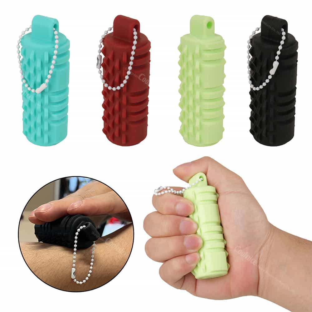 Silicone massage rollers placed on work desk