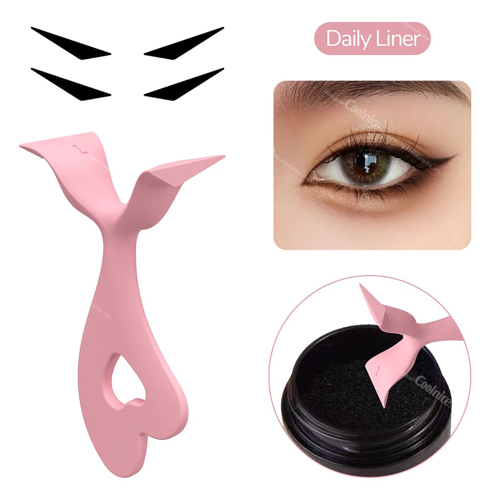 Pink eyeliner stencil for daily eyeliner application.