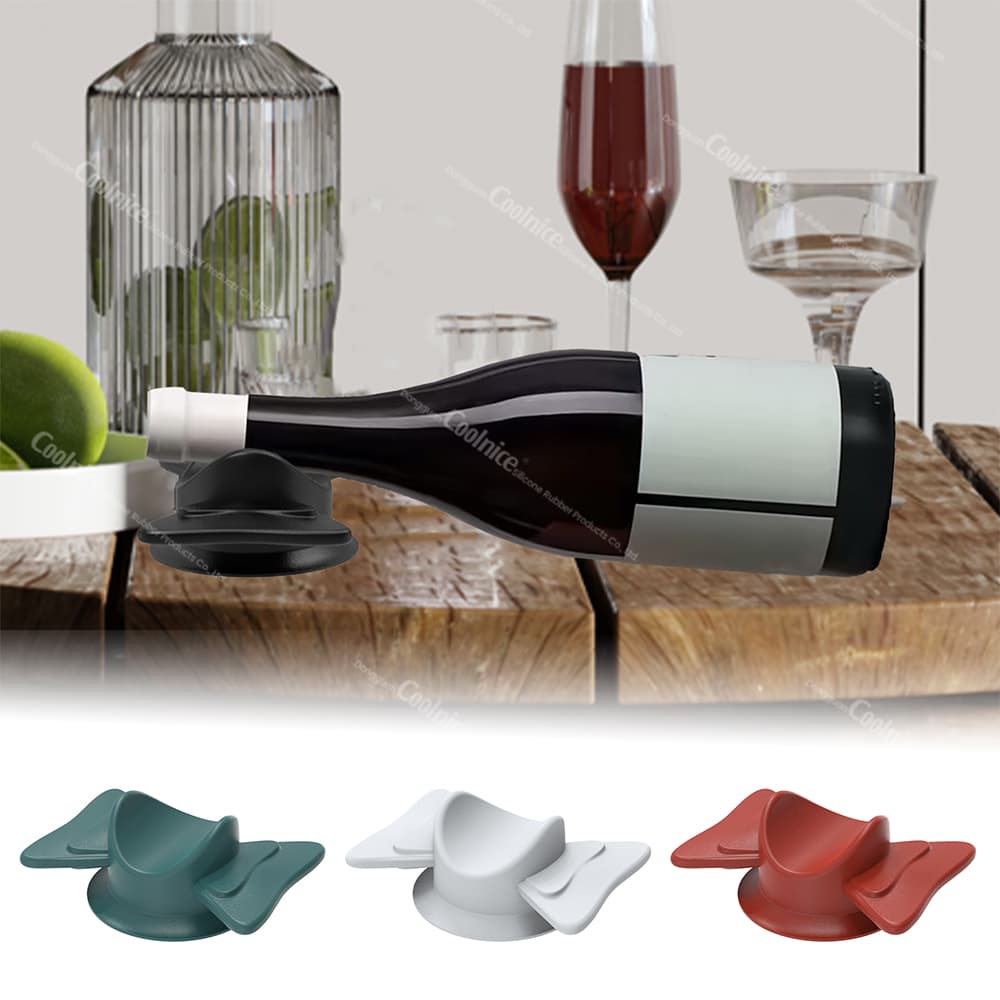 Elegant silicone wine bottle stand with modern dining setup