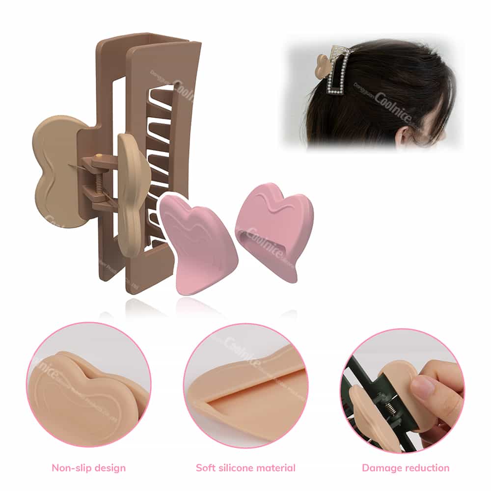 Silicone heart hair clip with anti-slip and soft-touch features