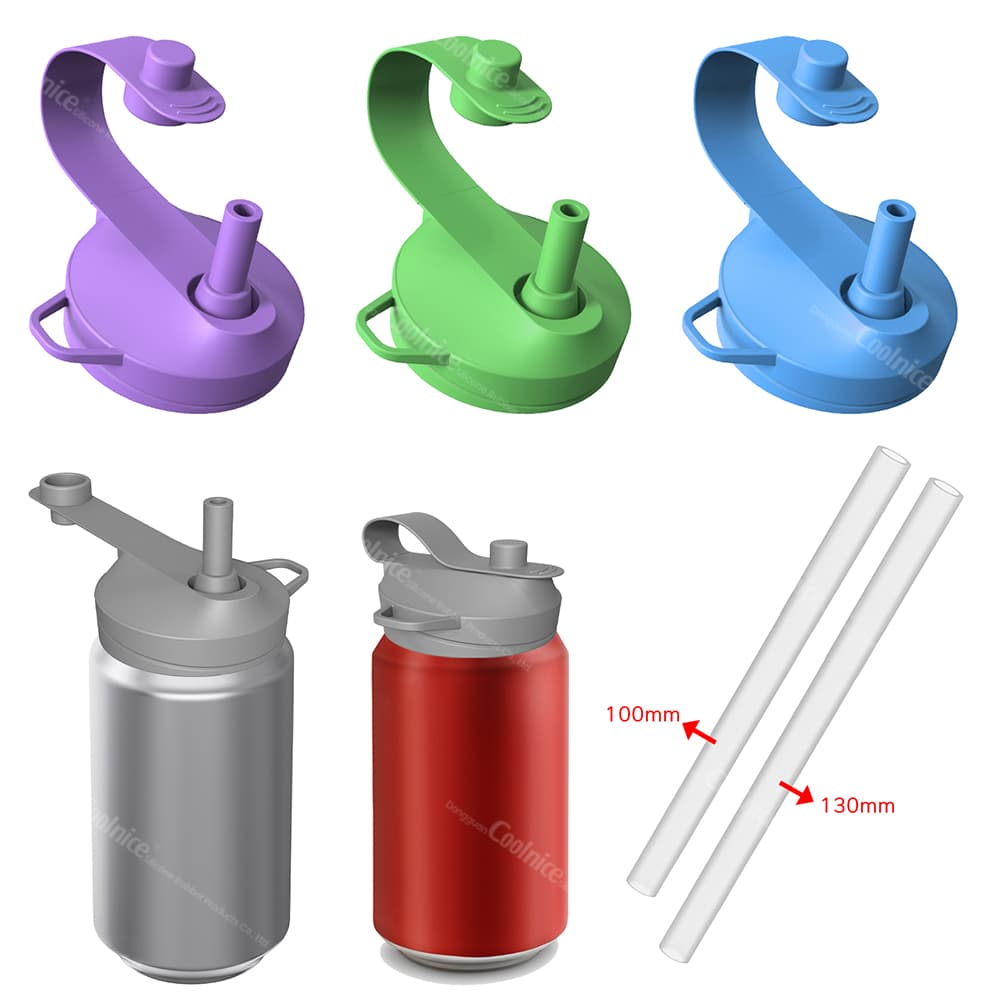 Multi-pack silicone can lids and straws