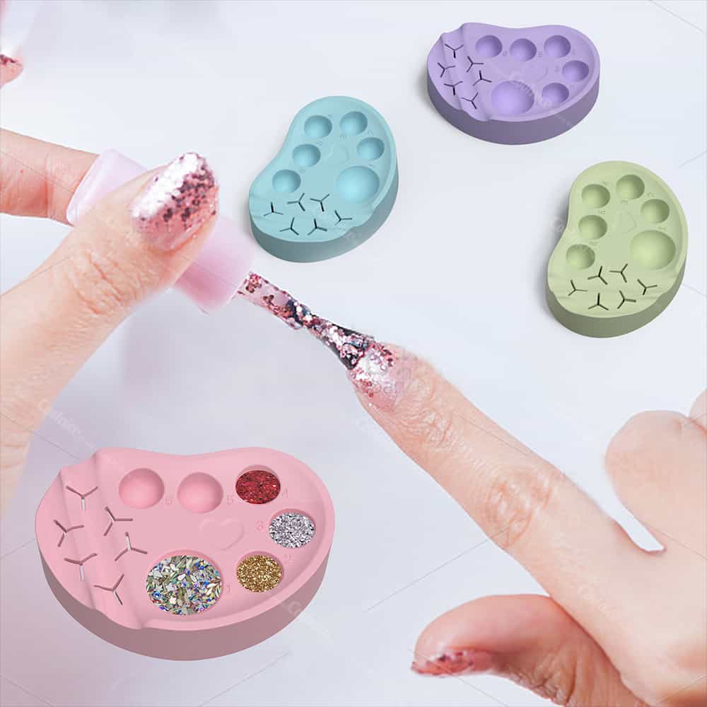 Assorted colors of silicone palettes for beauty tools.