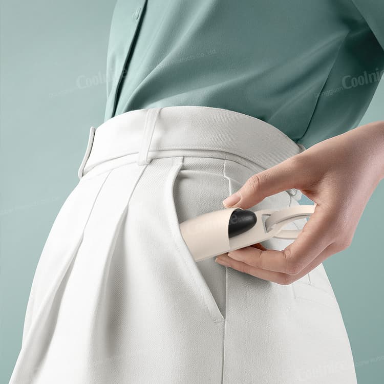 Compact silicone lipstick holder fitting into pants pocket for easy carry.