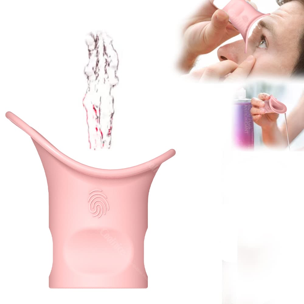 Person using silicone eye wash to relieve eye strain