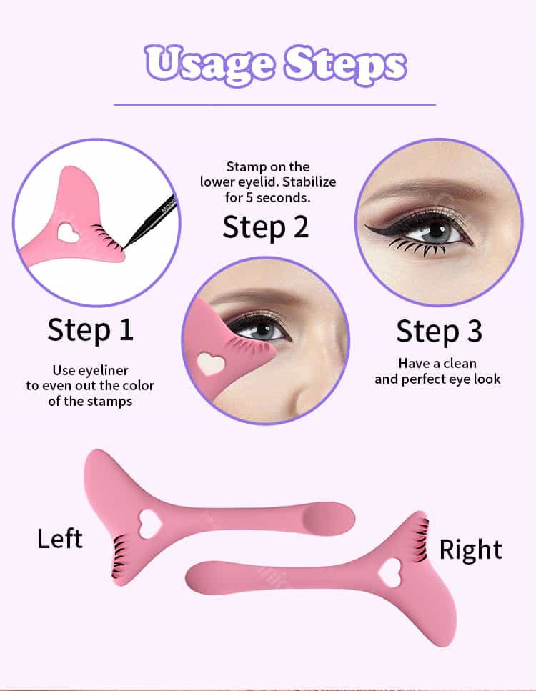 Step by step usage guide for silicone eyeliner stamp tool