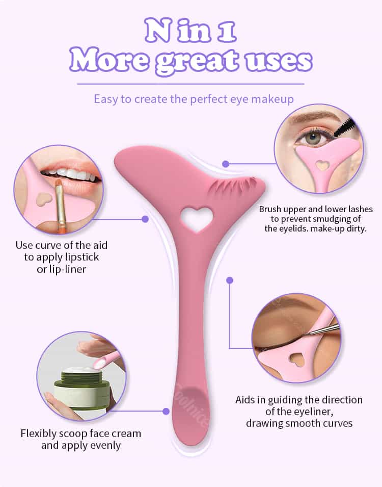 Multi-use silicone eyeliner and eyelash stamp tool for makeup