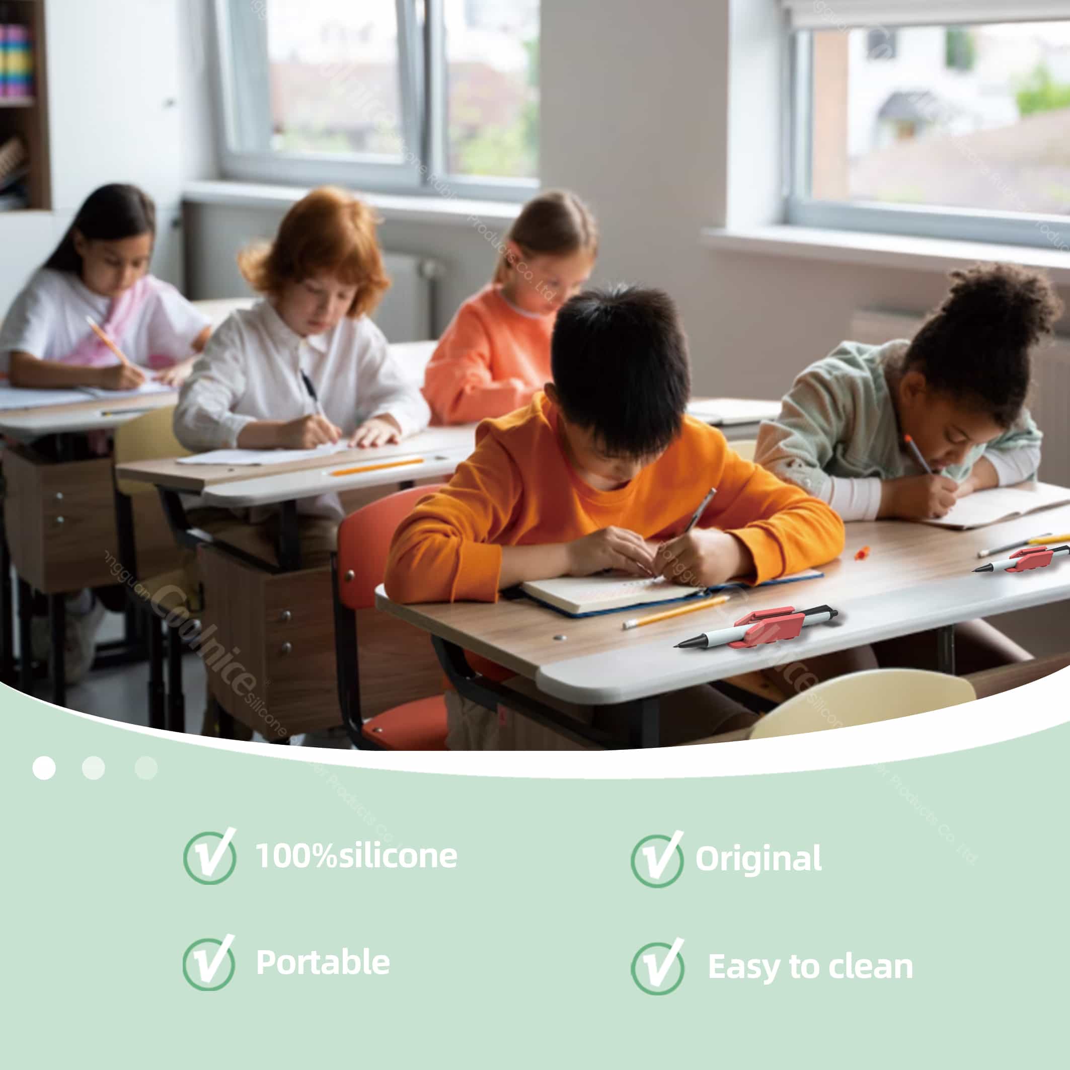 Classroom silicone suction pen holder for kids