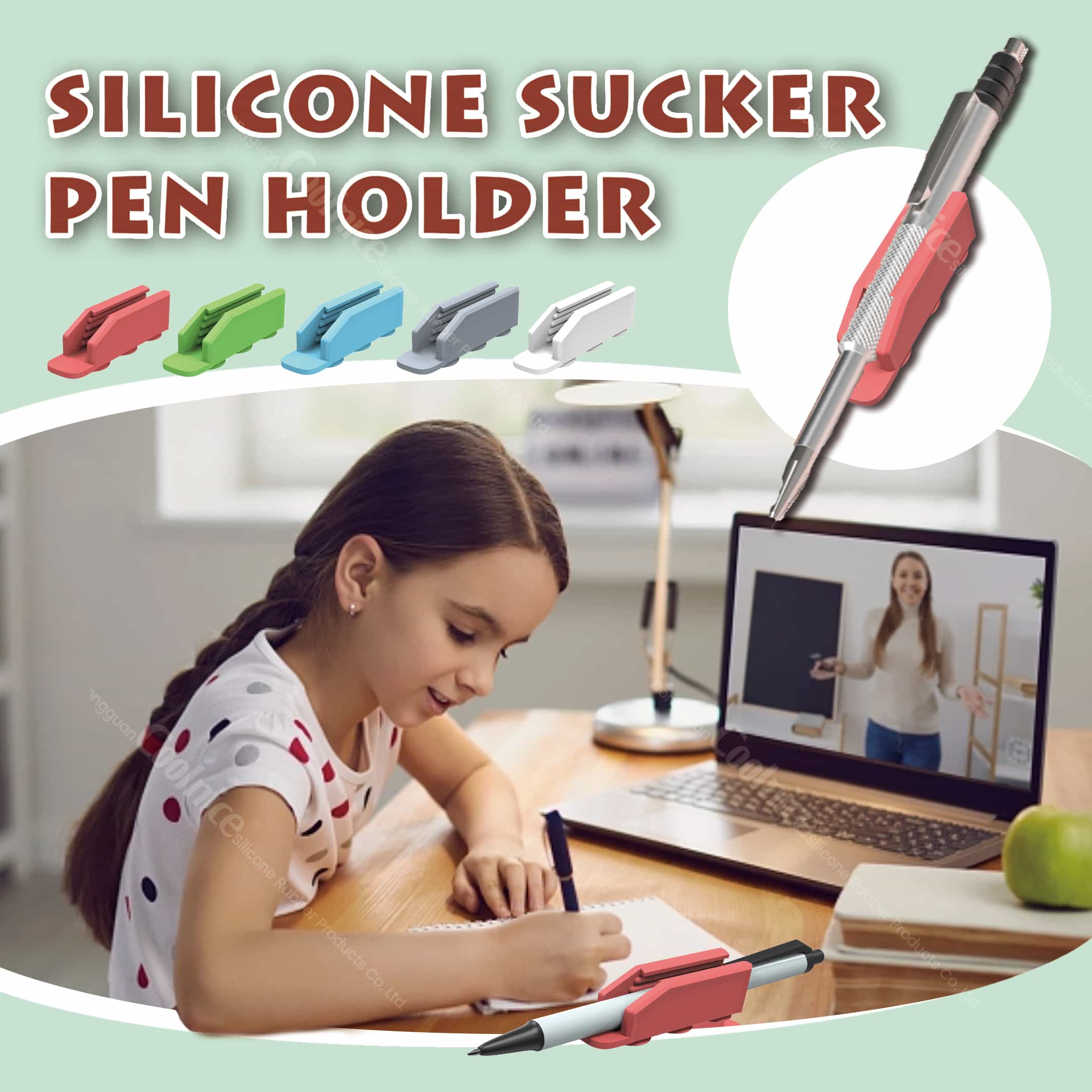 Silicone suction pen holder with multiple colors