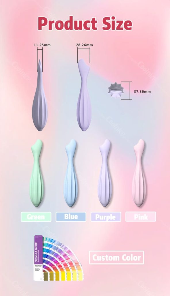 Multi-color silicone facial massage rollers with product size details