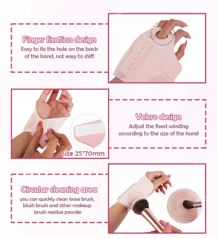 Silicone makeup wristband with built-in palette and brush holders for hands-free cosmetic blending