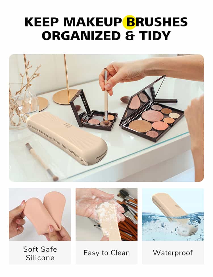 Waterproof silicone makeup brush pouch, soft and easy to clean