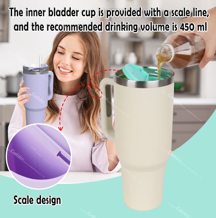 40oz Insulated Cup Divider Liner | Dual Drink Silicone Insert | Coolnice