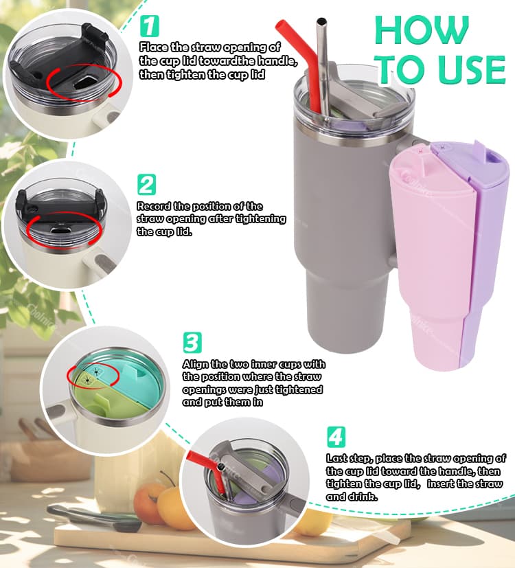 40oz Insulated Cup Divider Liner | Dual Drink Silicone Insert | Coolnice
