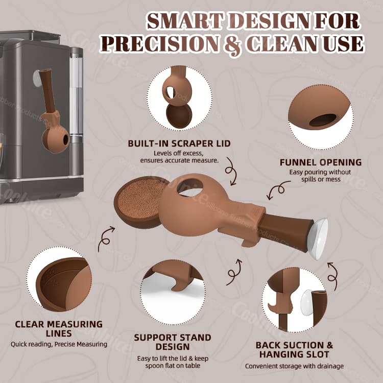 Coffee scoop with smart design and scraper lid