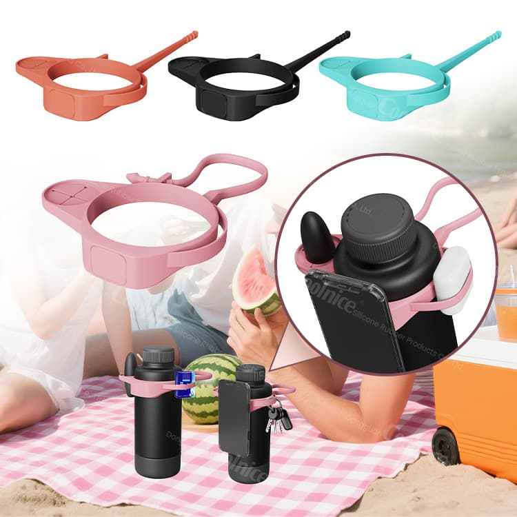 Outdoor Picnic Silicone Bottle Holder with Magnetic Phone Mount