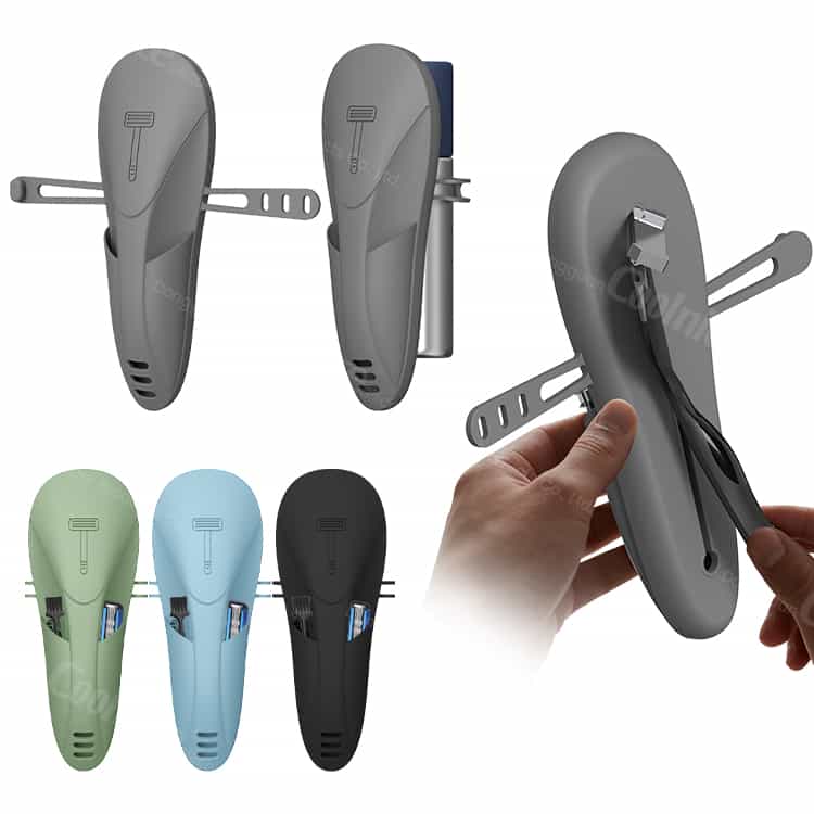 Razor case with built-in features for secure storage.