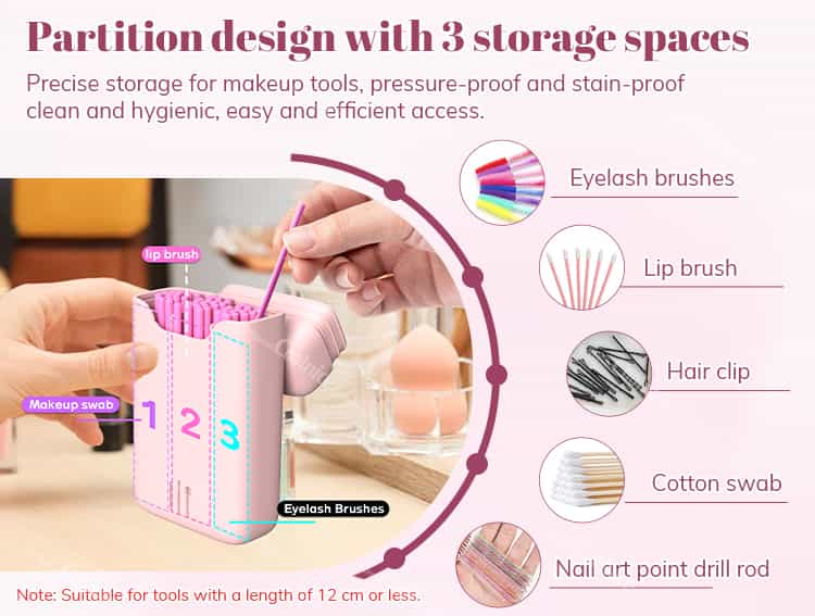 3-compartment silicone lip brush holder with storage design
