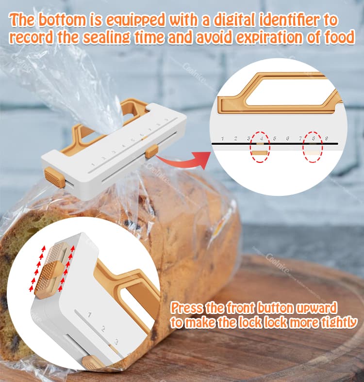 Food sealing clip with digital identifier for bread bags