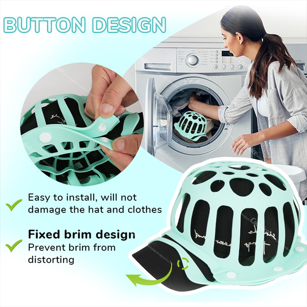 Silicone hat washer cage with button design for cap cleaning in washing machine