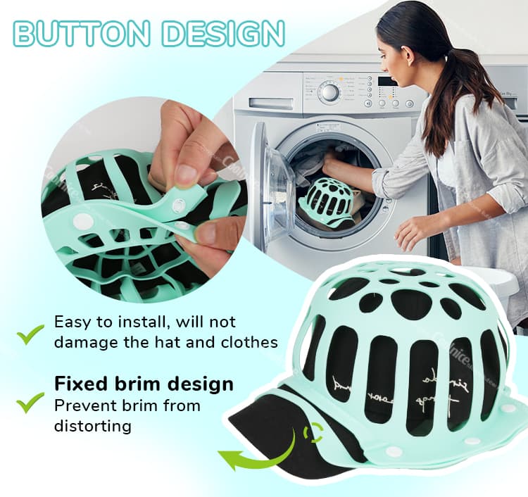Baseball cap washing frame with fixed brim design
