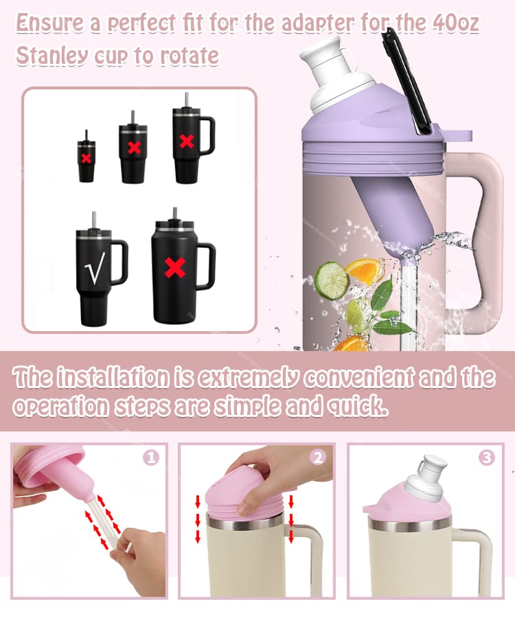 Silicone tumbler adapter installation for 40oz Stanley cup