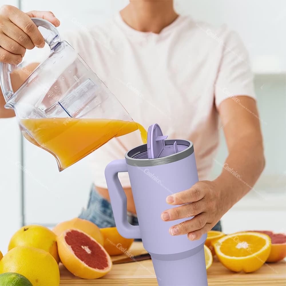 Silicone dual drink divider cup insert for 40oz Stanley tumbler, BPA-free, reusable