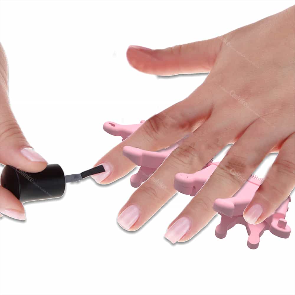 Nail separator holding fingers apart for clean nail polish application