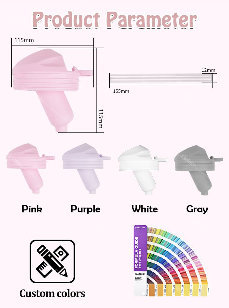 Silicone tumbler adapter in multiple colors with product size parameters
