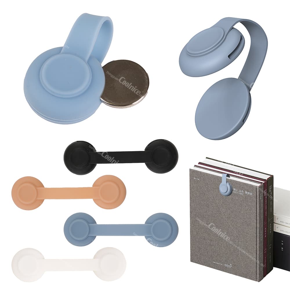 Multi-color silicone magnetic bookmark clips for books