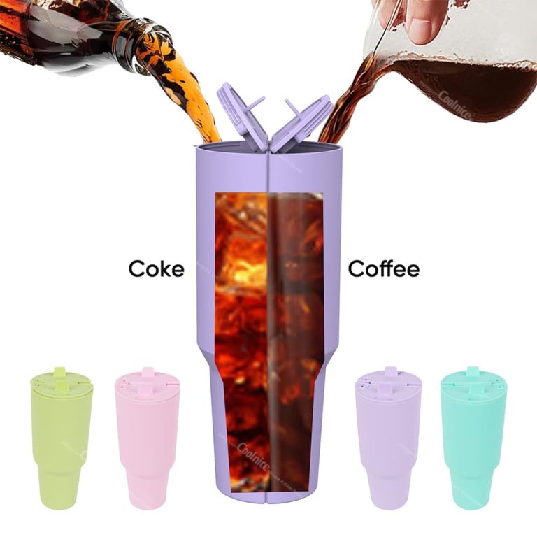 Silicone divider cup with dual drink function for 40oz tumbler