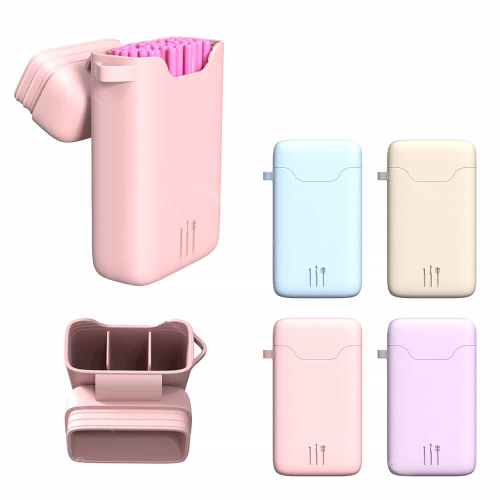 Silicone brush case in pastel colors with flip lid
