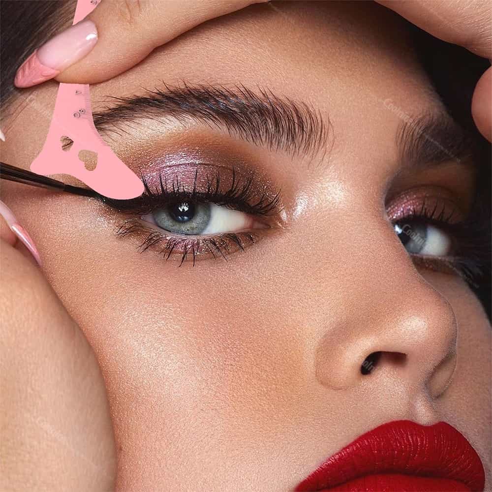 Eyebrow shaping ruler close-up used for eyeliner and brow design