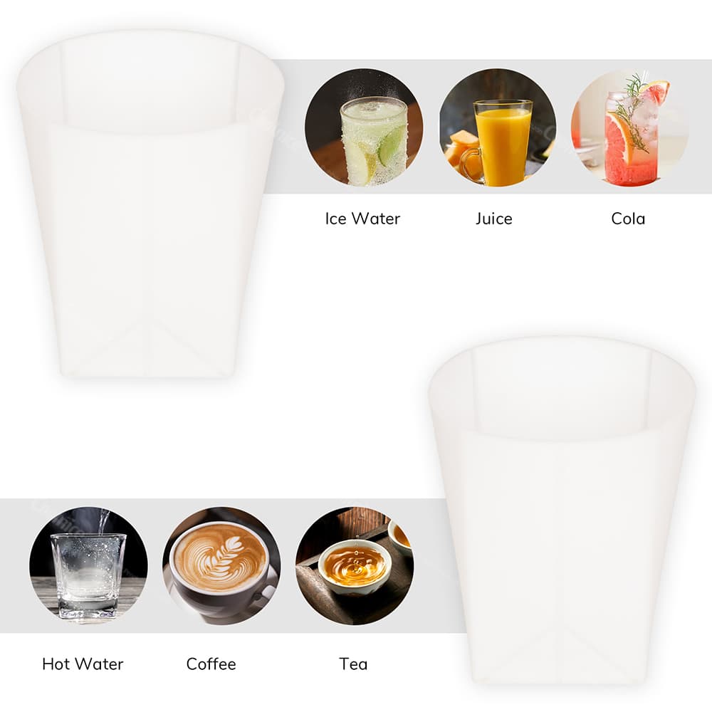 Silicone folding cup for hot and cold beverages