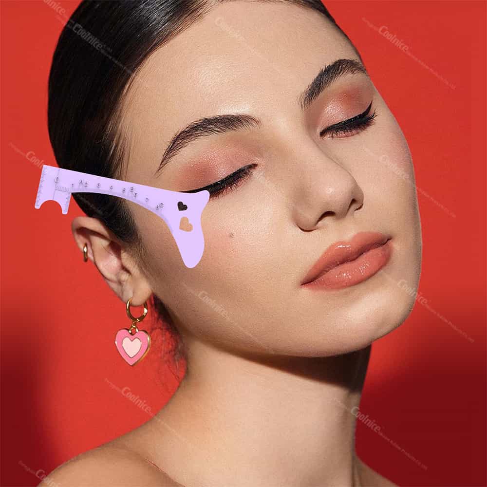 Purple eyebrow ruler for eyeliner and eyebrow symmetry