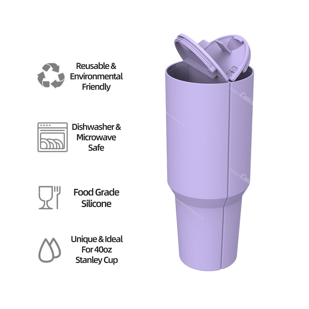 Reusable food-grade silicone divider cup insert for Stanley tumbler