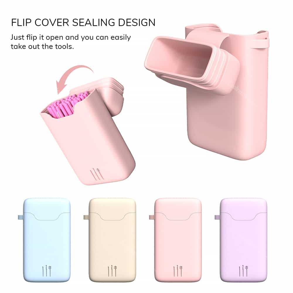Portable silicone lip brush holder with flip cover sealing design