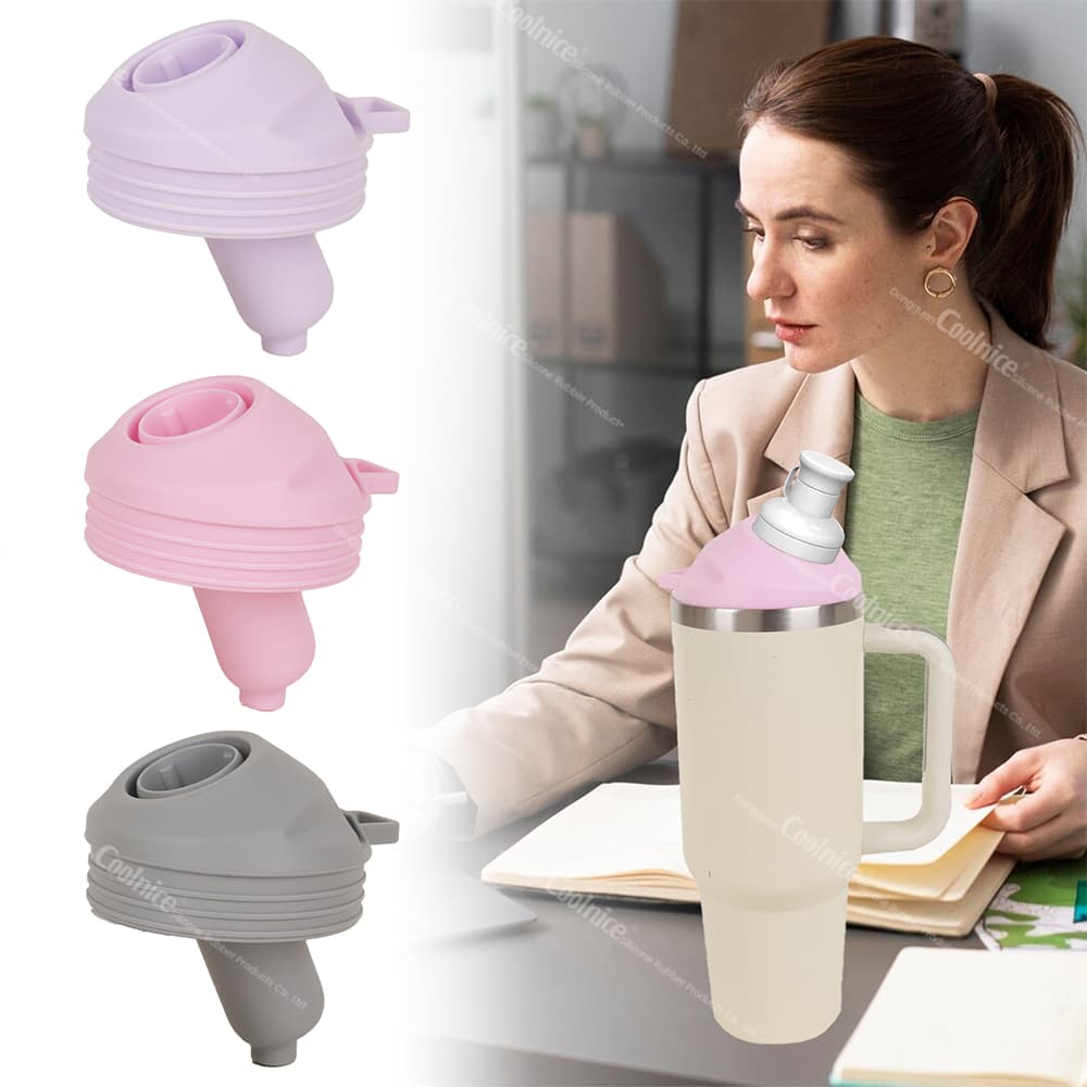 BPA-free silicone tumbler lid in purple color