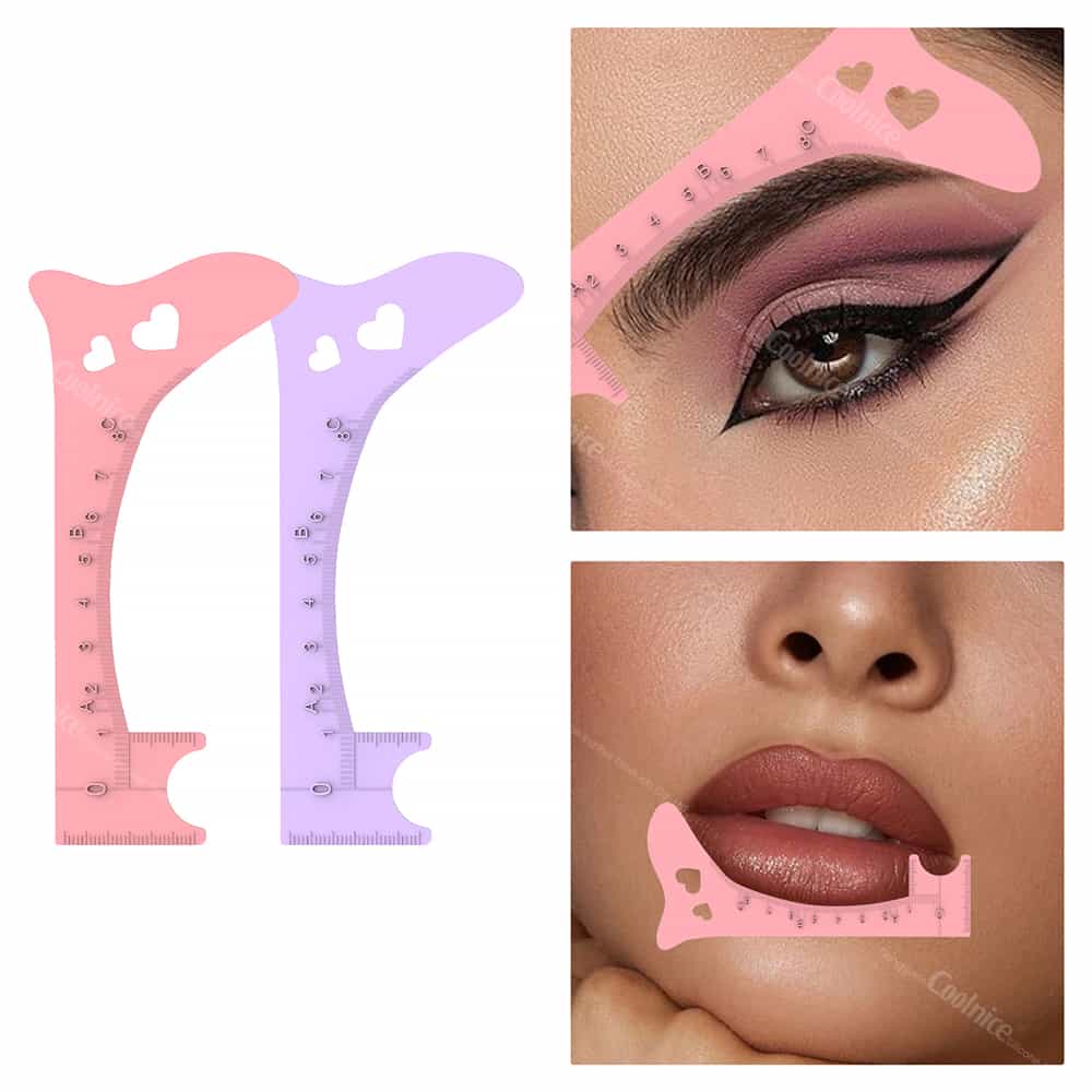 Eyebrow ruler set showing various brow and lip uses
