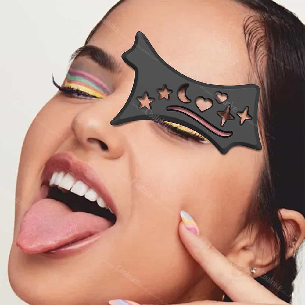 Black eyeliner stencil for bold festival makeup looks.