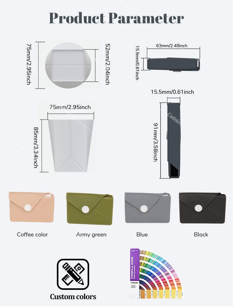 Product parameters of silicone folding cup with size and color options