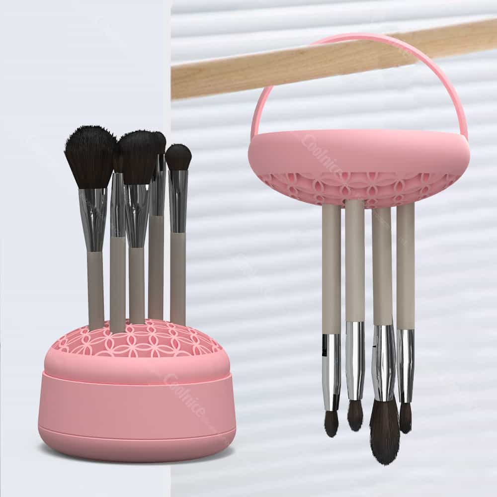 Hanging silicone makeup brush dryer and storage stand