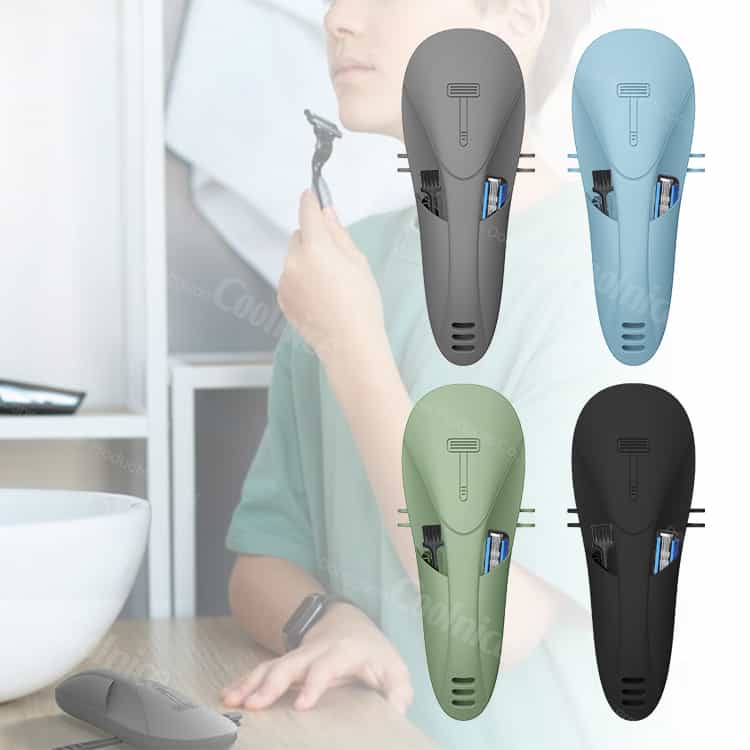 Razor storage case for daily use, keeping razors dry and hygienic.