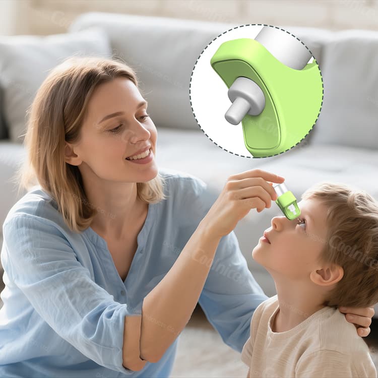 Eye drop applicator for children and parents use.