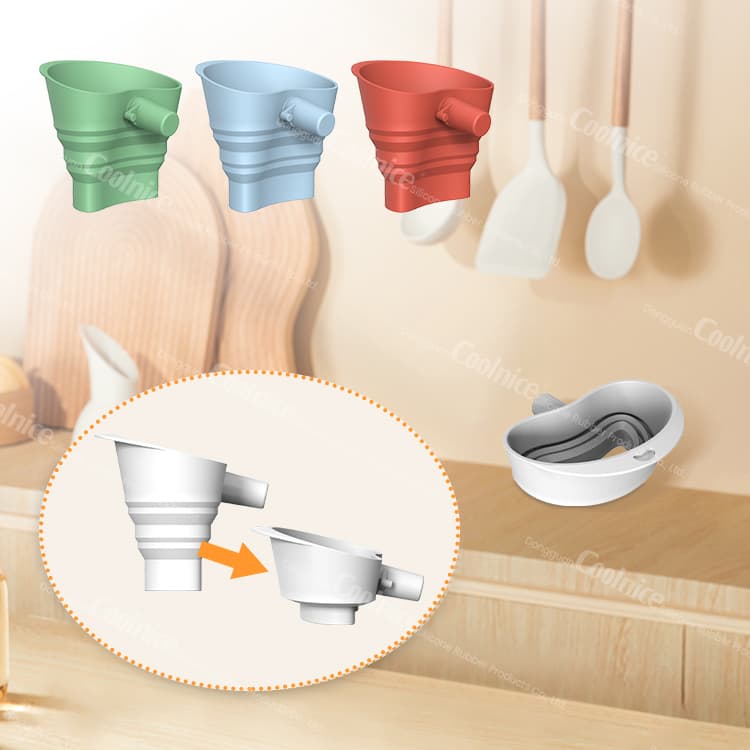 Multi-color collapsible silicone mixer funnels