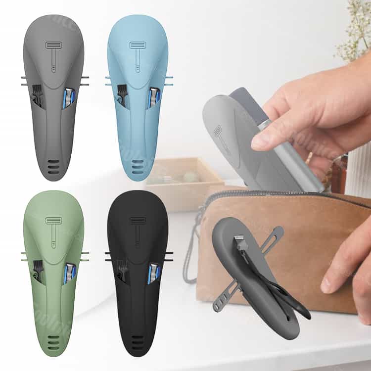 Convenient razor case for on-the-go use, fitting into a bag.