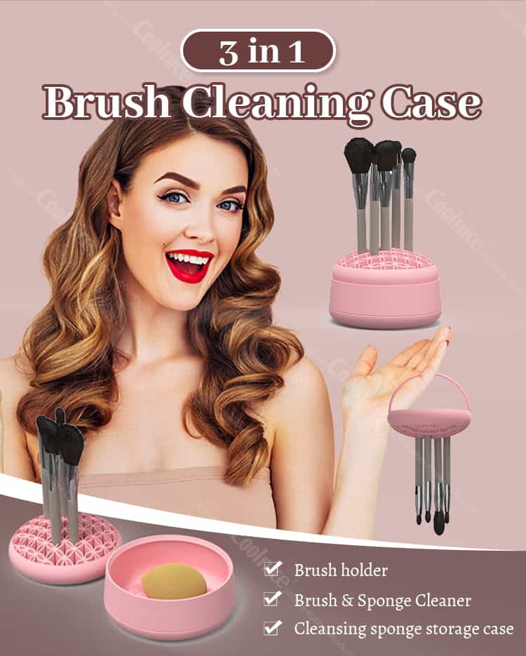 3 in 1 silicone brush cleaning case with storage