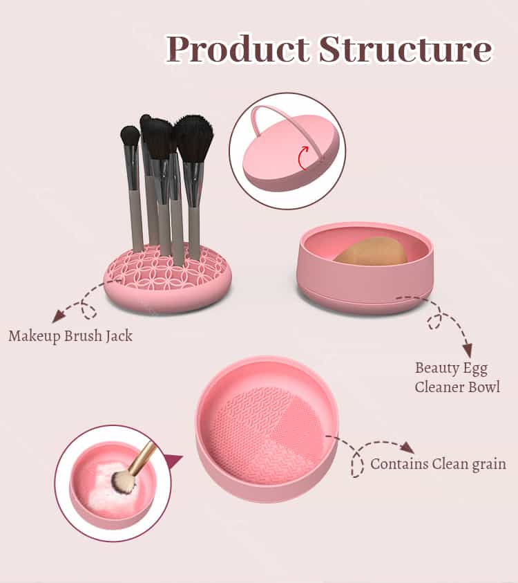 Makeup brush holder and sponge cleaner structure design