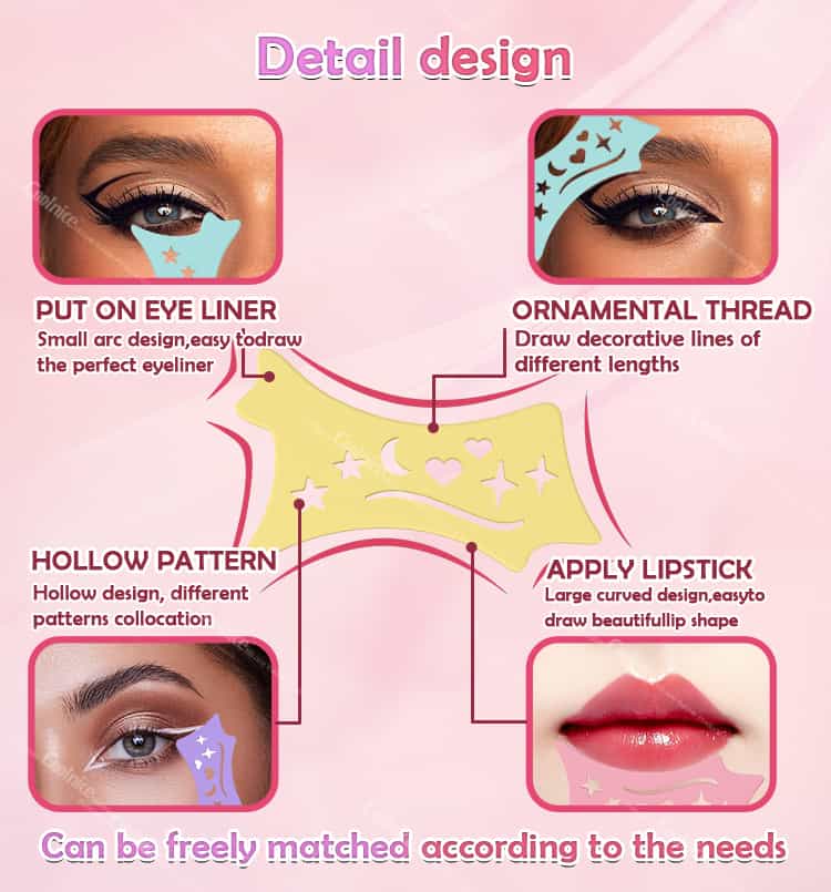 Silicone eyeshadow stencil detail design with multiple functions