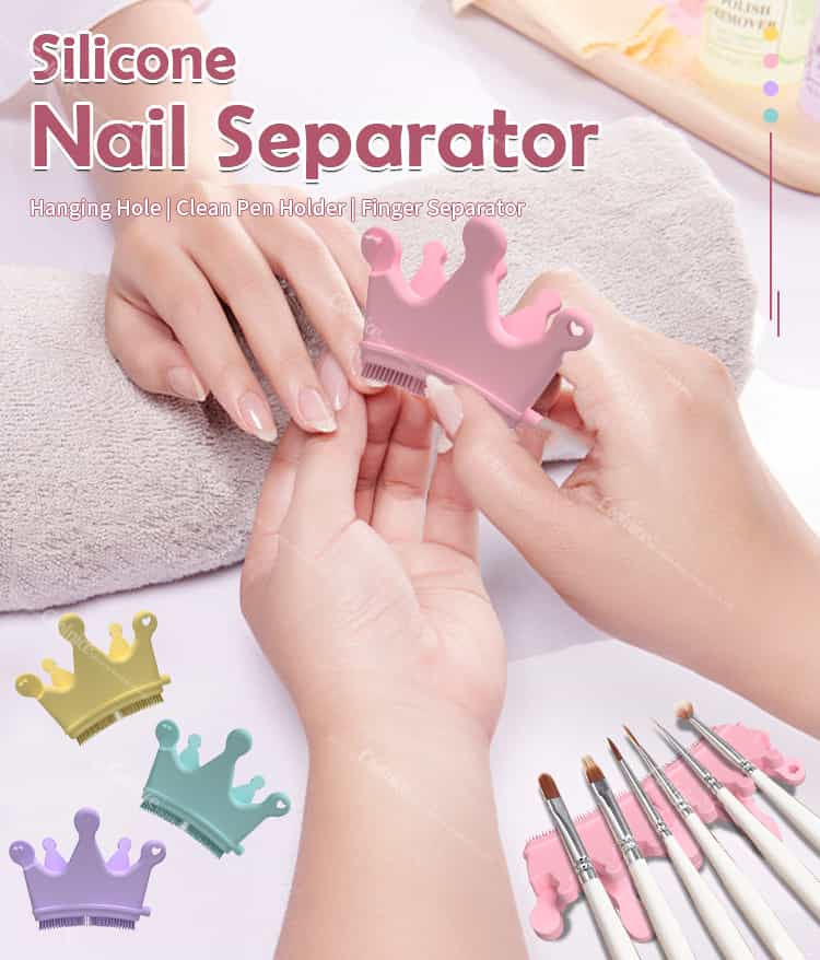 Silicone crown nail separator used for manicure with brushes
